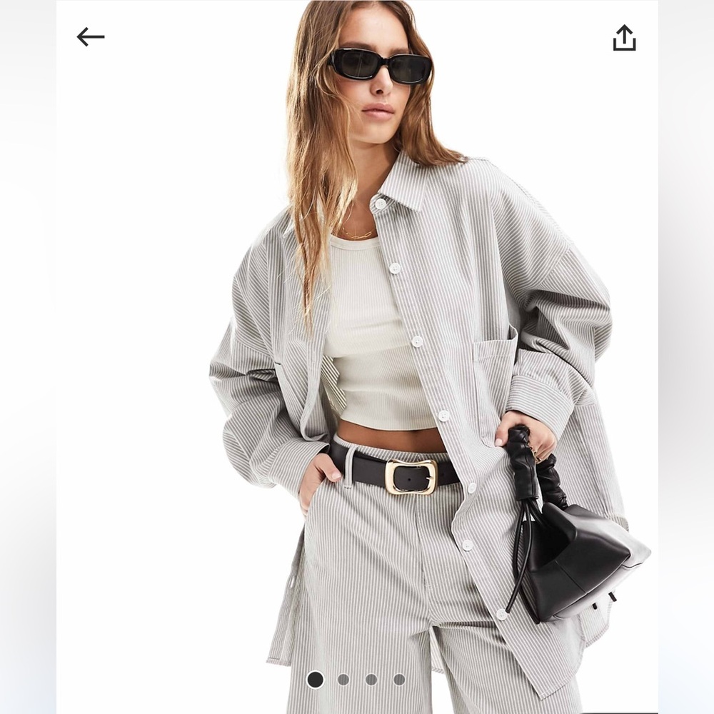 ✨NWOT ASOS GRAY STRIPED OVERSIZED SHIRT✨